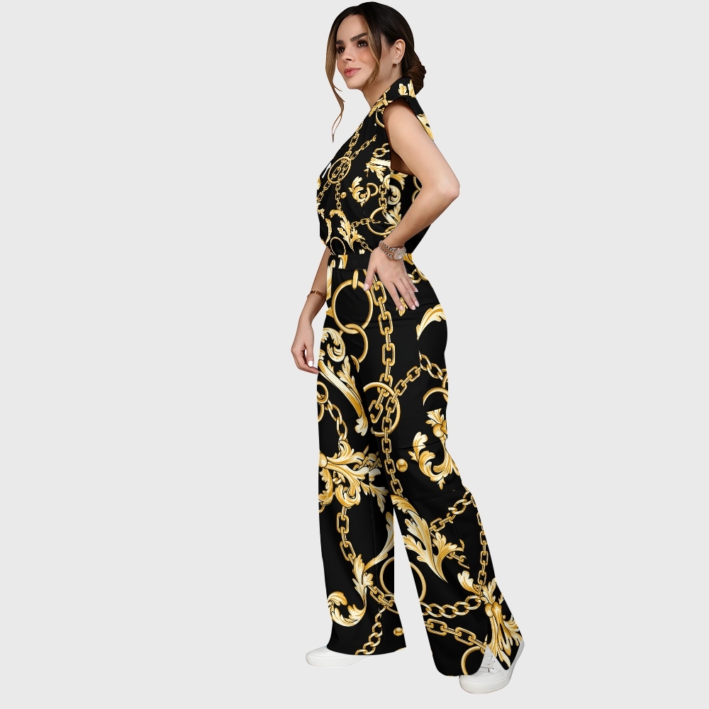 Women's Metallic Line Series Printed Scrub Set SM12