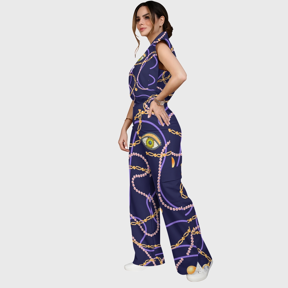Women's Metallic Line Series Printed Scrub Set SM13