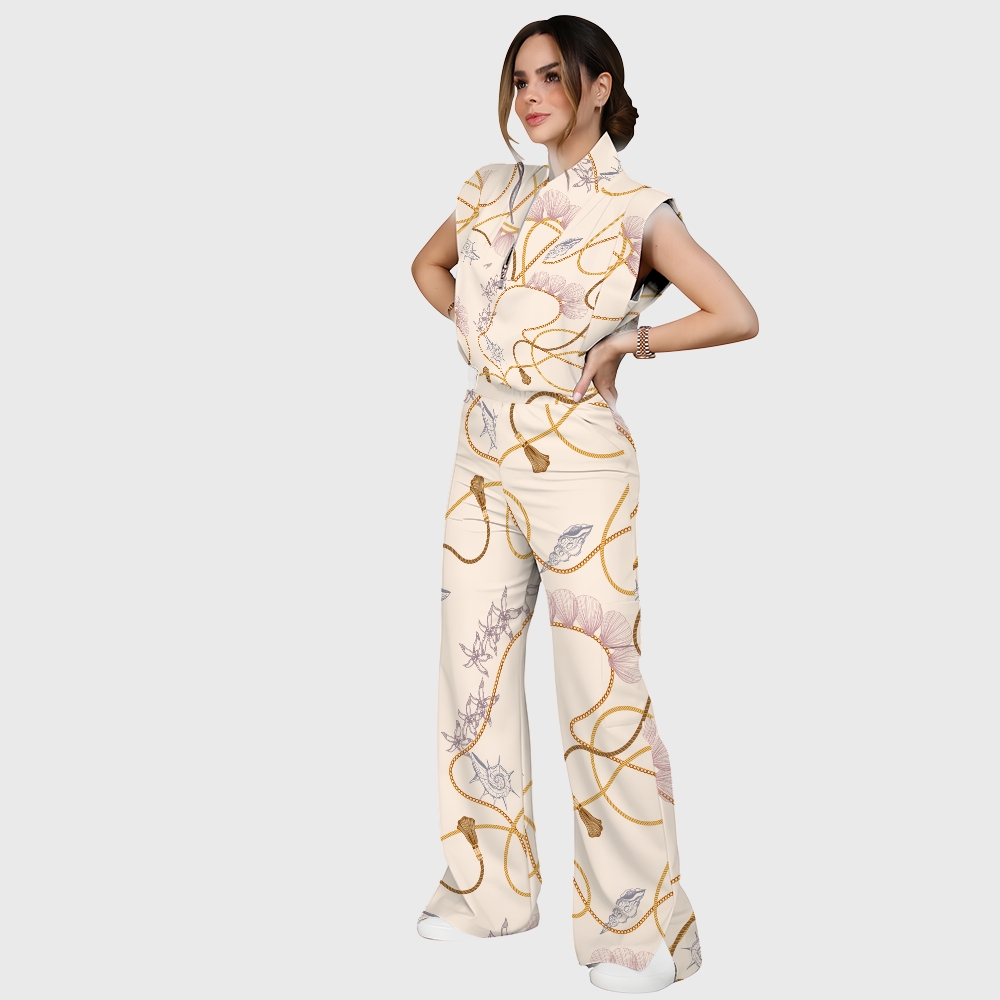 Women's Metallic Line Series Printed Scrub Set SM14