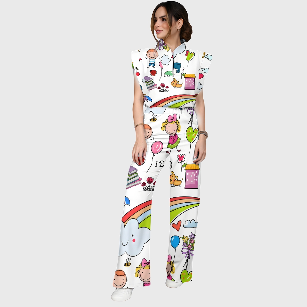 Women's Children's Cartoon Printed Scrub Set SK01