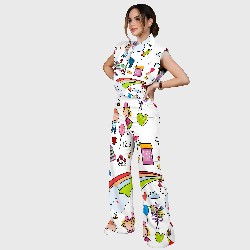 Women's Children's Cartoon Printed Scrub Set SK01