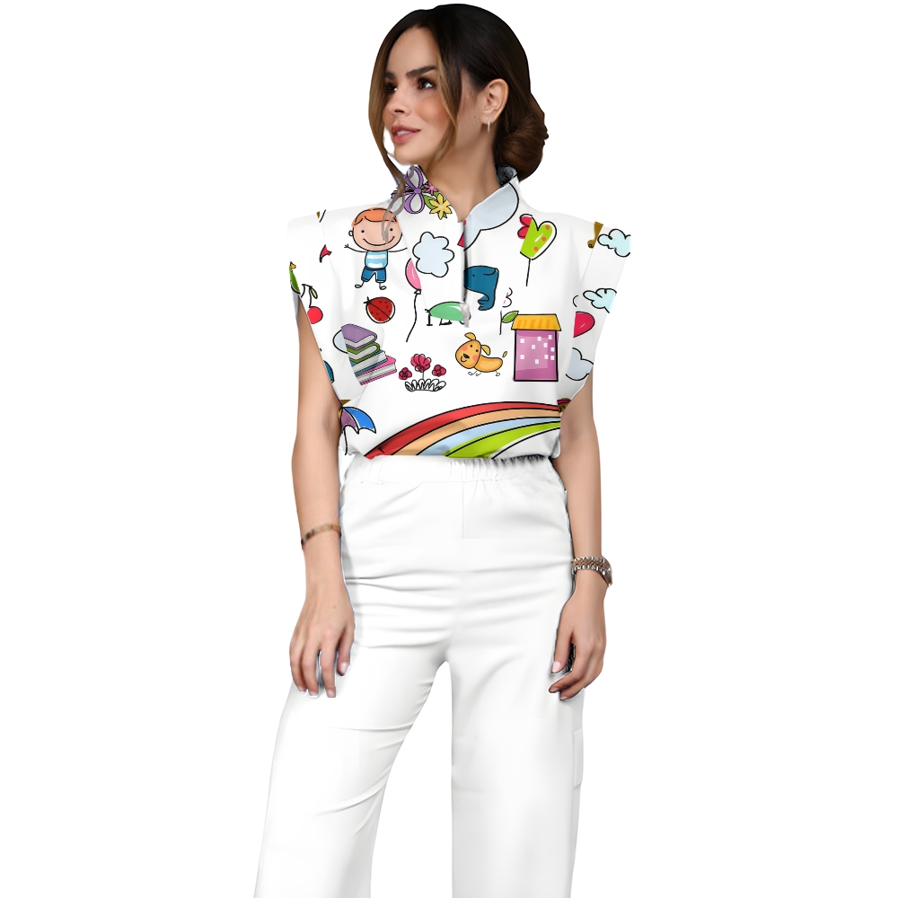 Women's Children's Cartoon Printed Scrub Set SK01