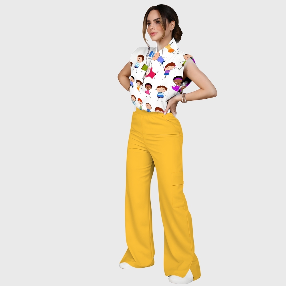 Women's Children's Cartoon Printed Scrub Set SK04