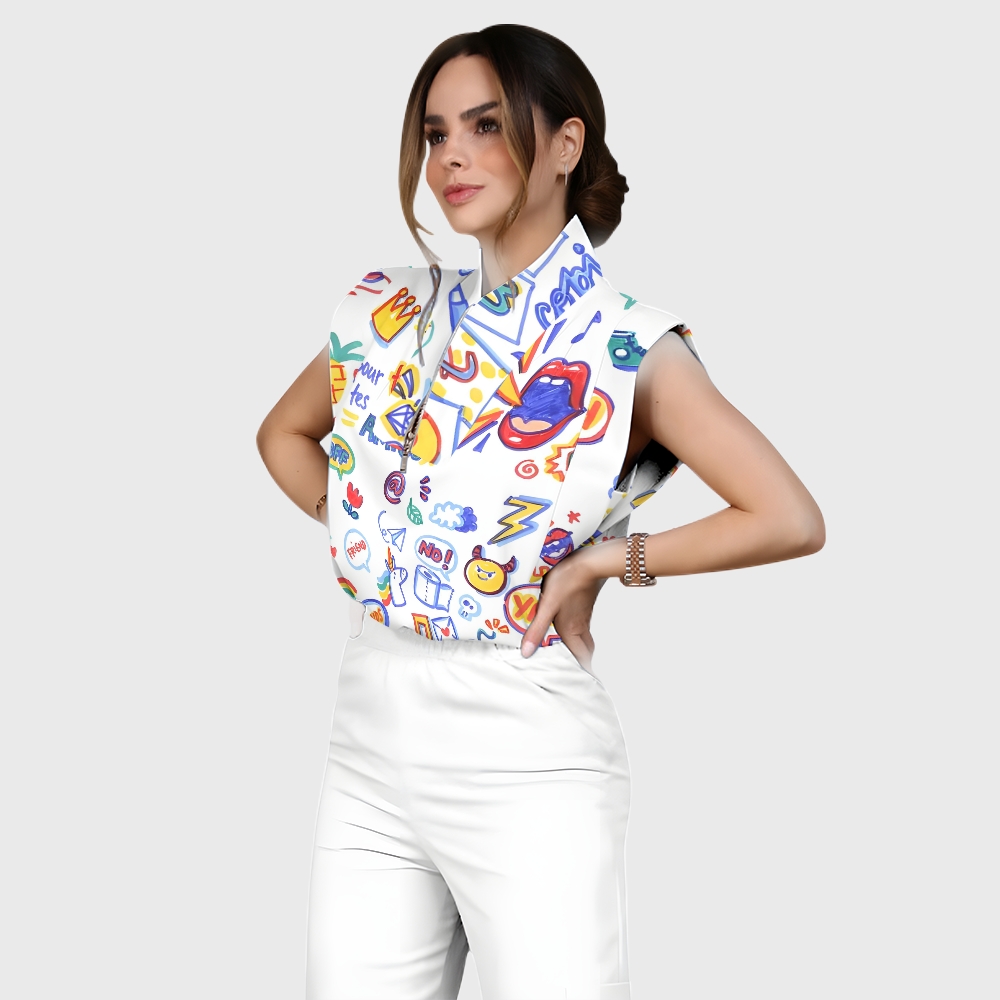 Women's Children's Cartoon Printed Scrub Set SK05