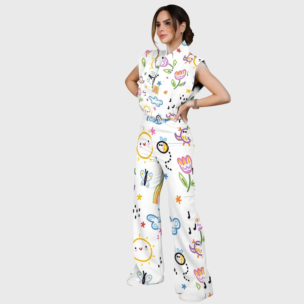 Women's Children's Cartoon Printed Scrub Set SK06