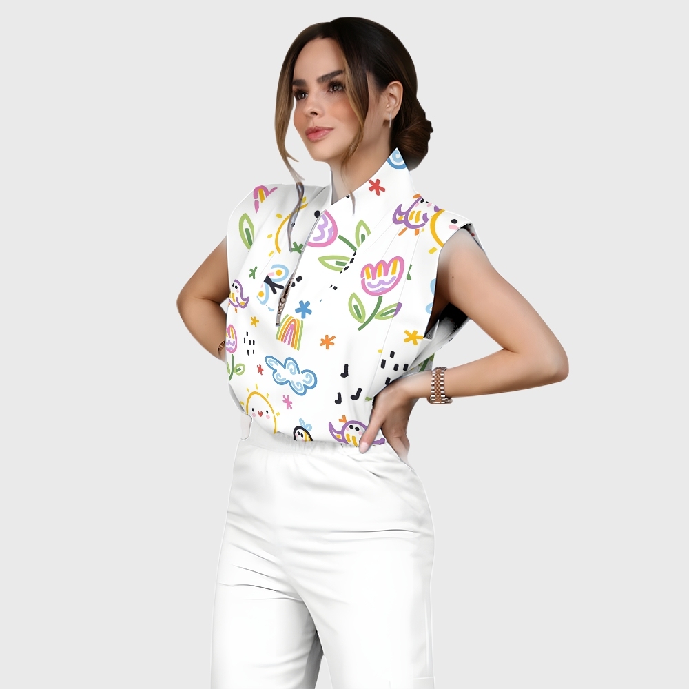 Women's Children's Cartoon Printed Scrub Set SK06