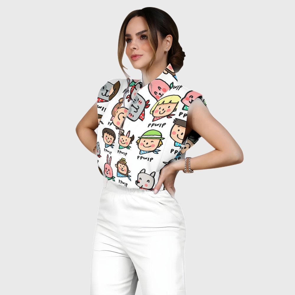 Women's Children's Cartoon Printed Scrub Set SK08