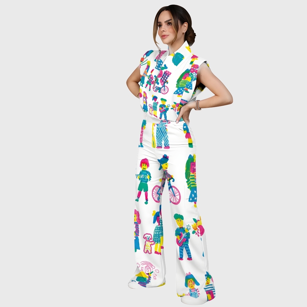 Women's Children's Cartoon Printed Scrub Set SK09