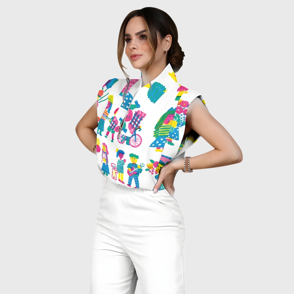 Women's Children's Cartoon Printed Scrub Set SK09