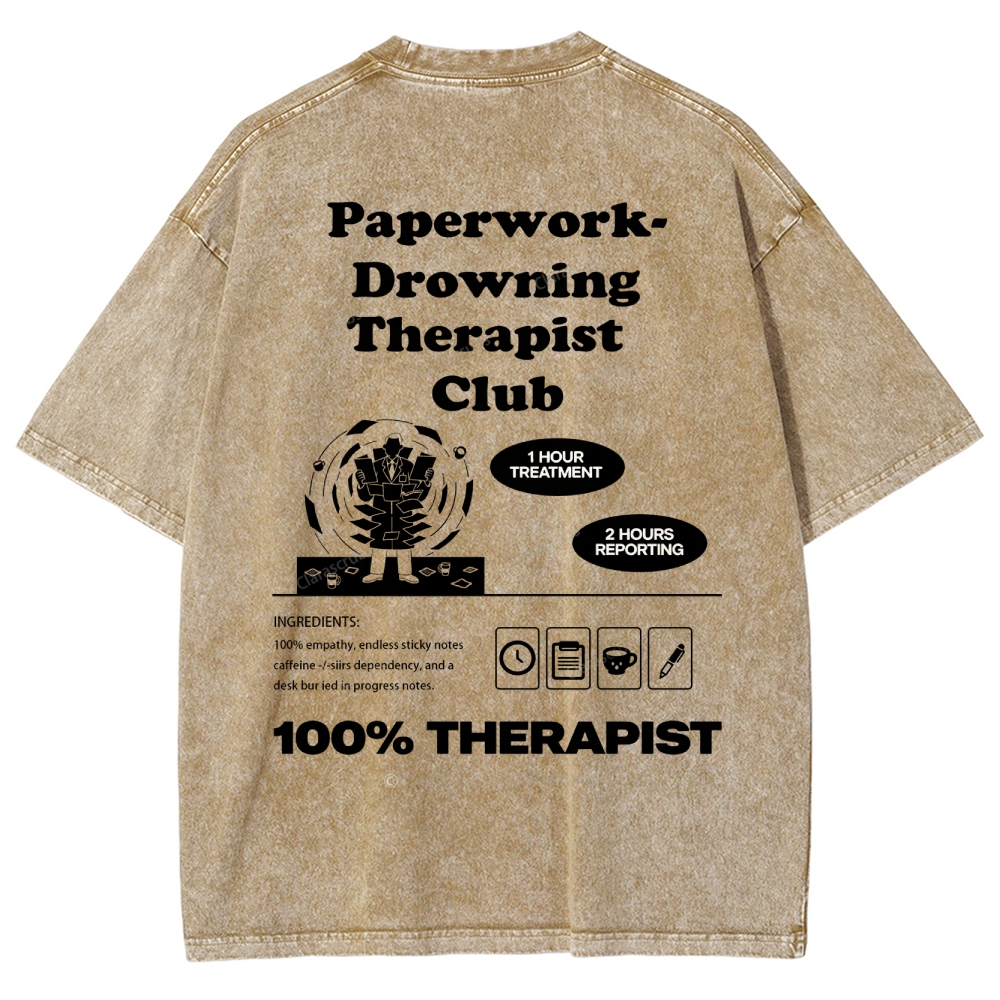 Paperwork-Drowning Therapist Club Washed Vintage T-shirt