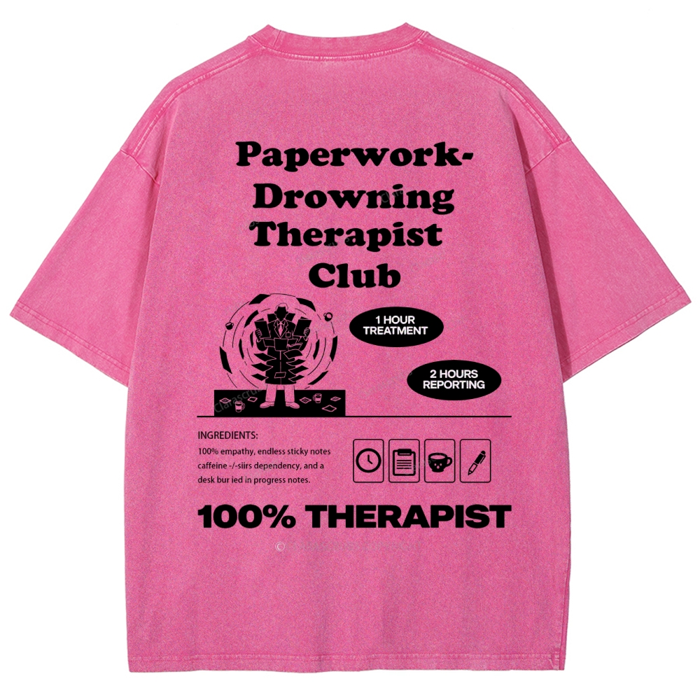 Paperwork-Drowning Therapist Club Washed Vintage T-shirt