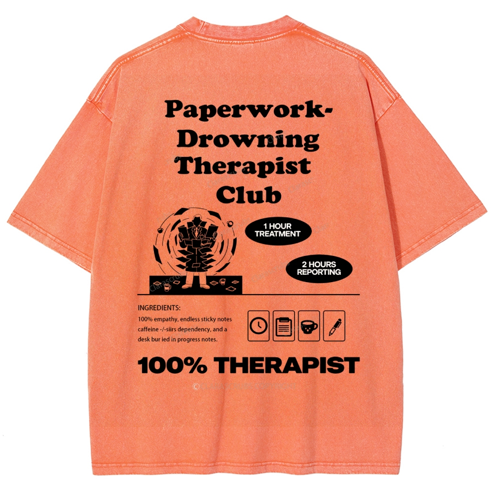 Paperwork-Drowning Therapist Club Washed Vintage T-shirt