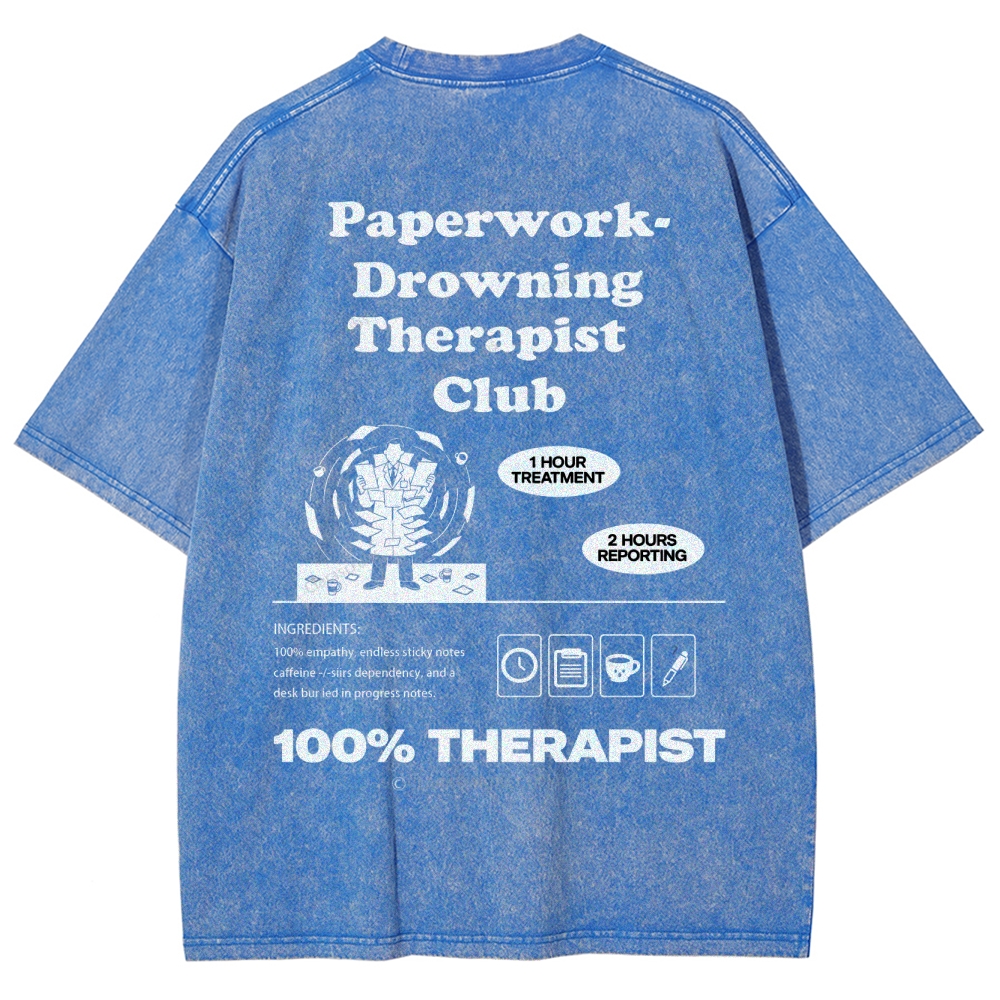 Paperwork-Drowning Therapist Club Washed Vintage T-shirt