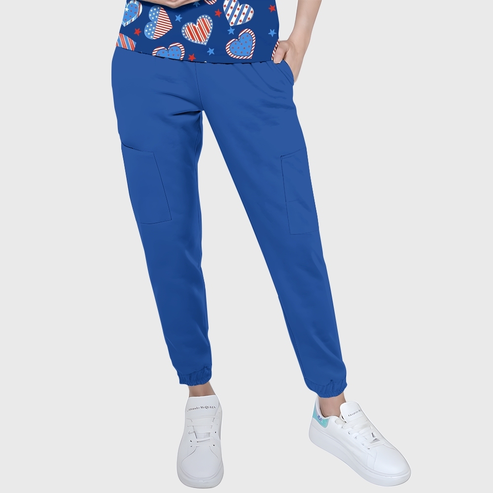 Women's Puff Sleeves American Elements Printed Scrub Set SAA2