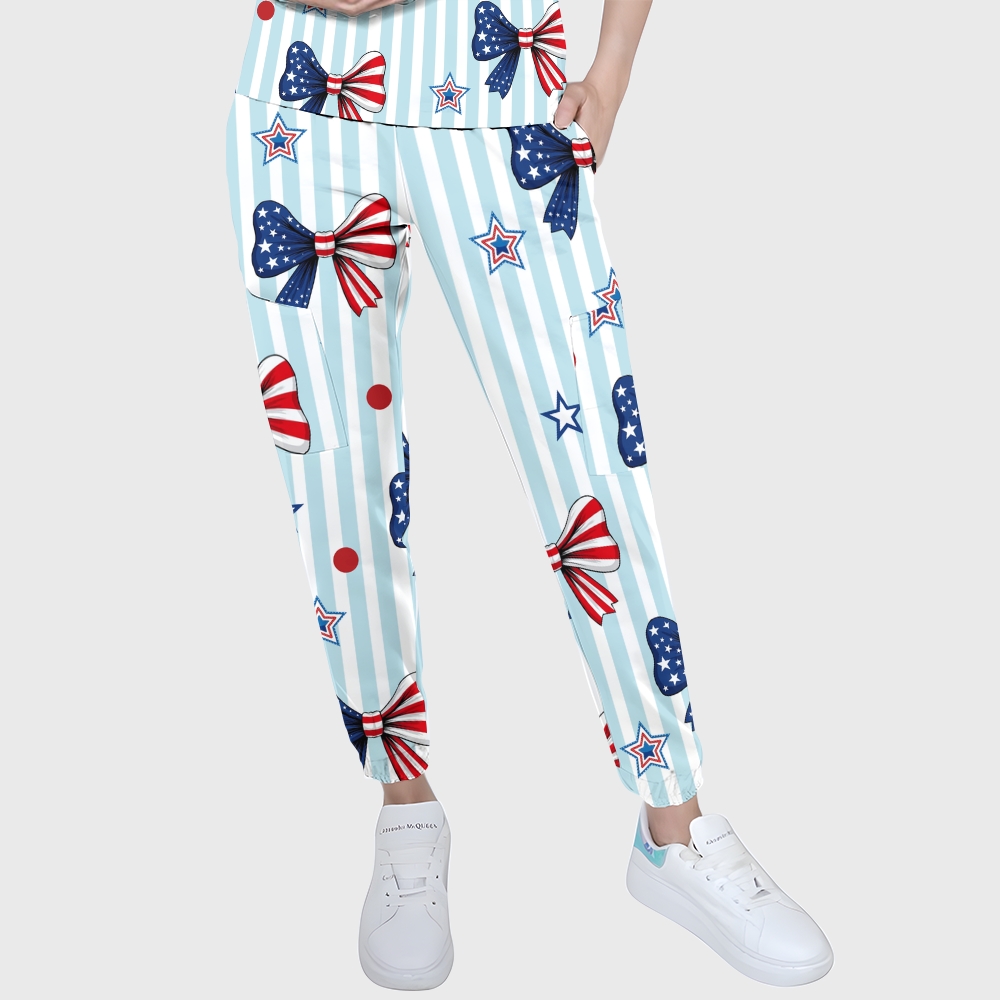 Women's Puff Sleeves American Elements Printed Scrub Set SAA9