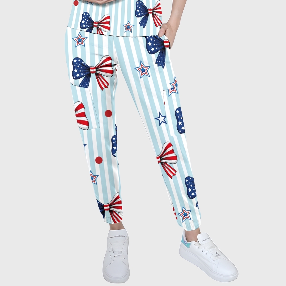 Women's Puff Sleeves American Elements Printed Scrub Set SAA9