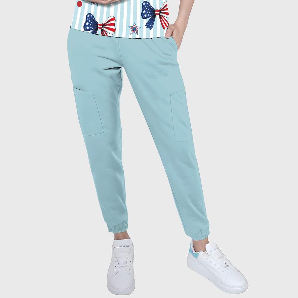 Women's Puff Sleeves American Elements Printed Scrub Set SAA12