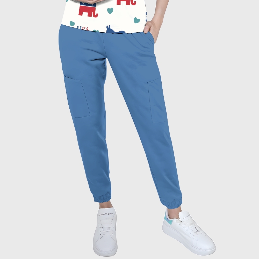 Women's Puff Sleeves American Elements Printed Scrub Set SAA14