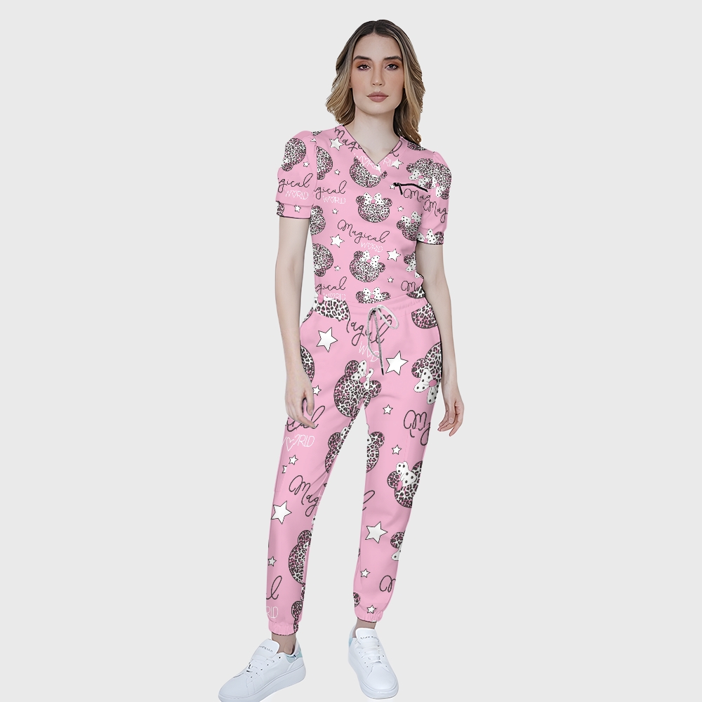 Women's 6-Pocket Cute Mouse Printed Scrub Pants™
