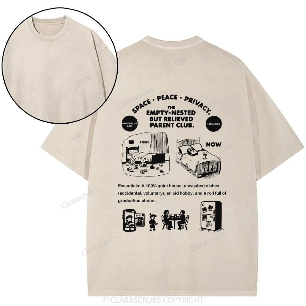 Empty-Nested But Relieved Parent Club Washed T-shirt