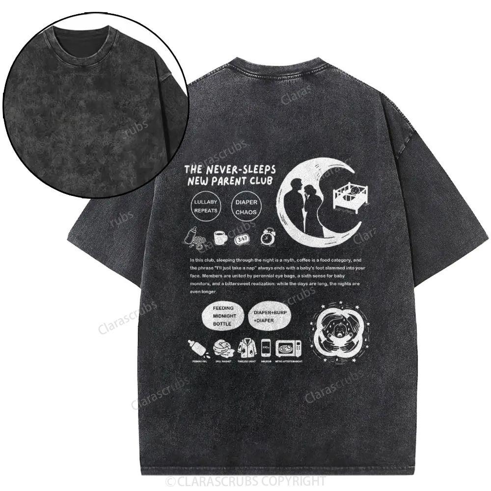 The Never-Sleeps New Parent Club Washed T-shirt