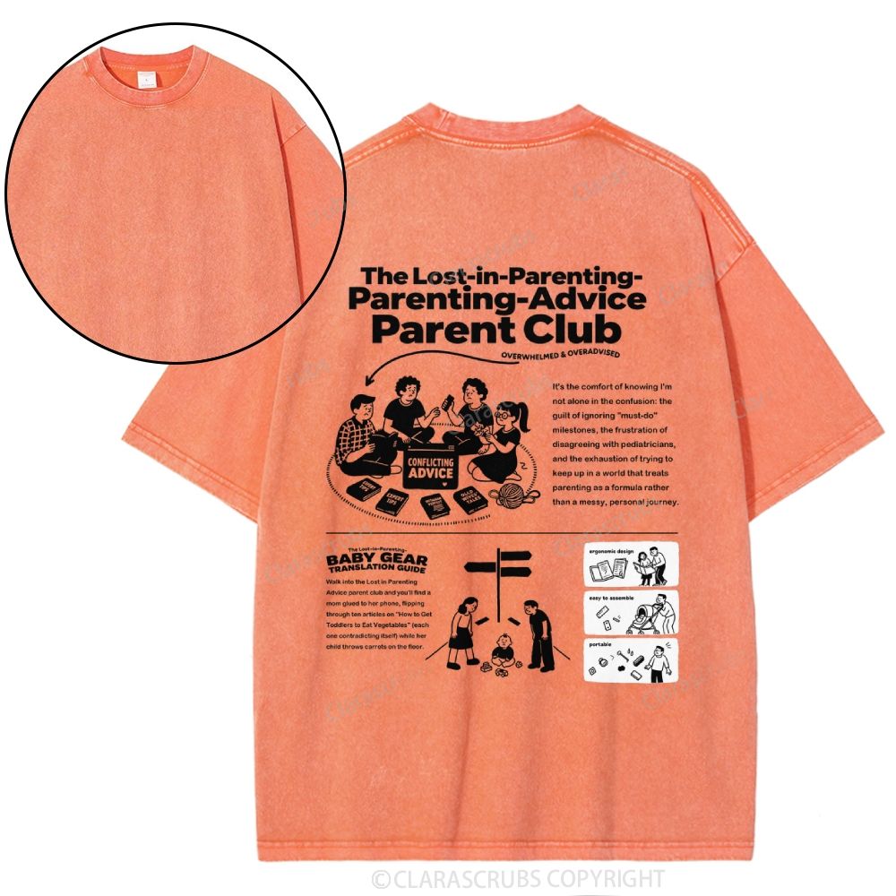 The Lost-in-Parenting-Parenting-Advice Parent Club Washed T-shirt