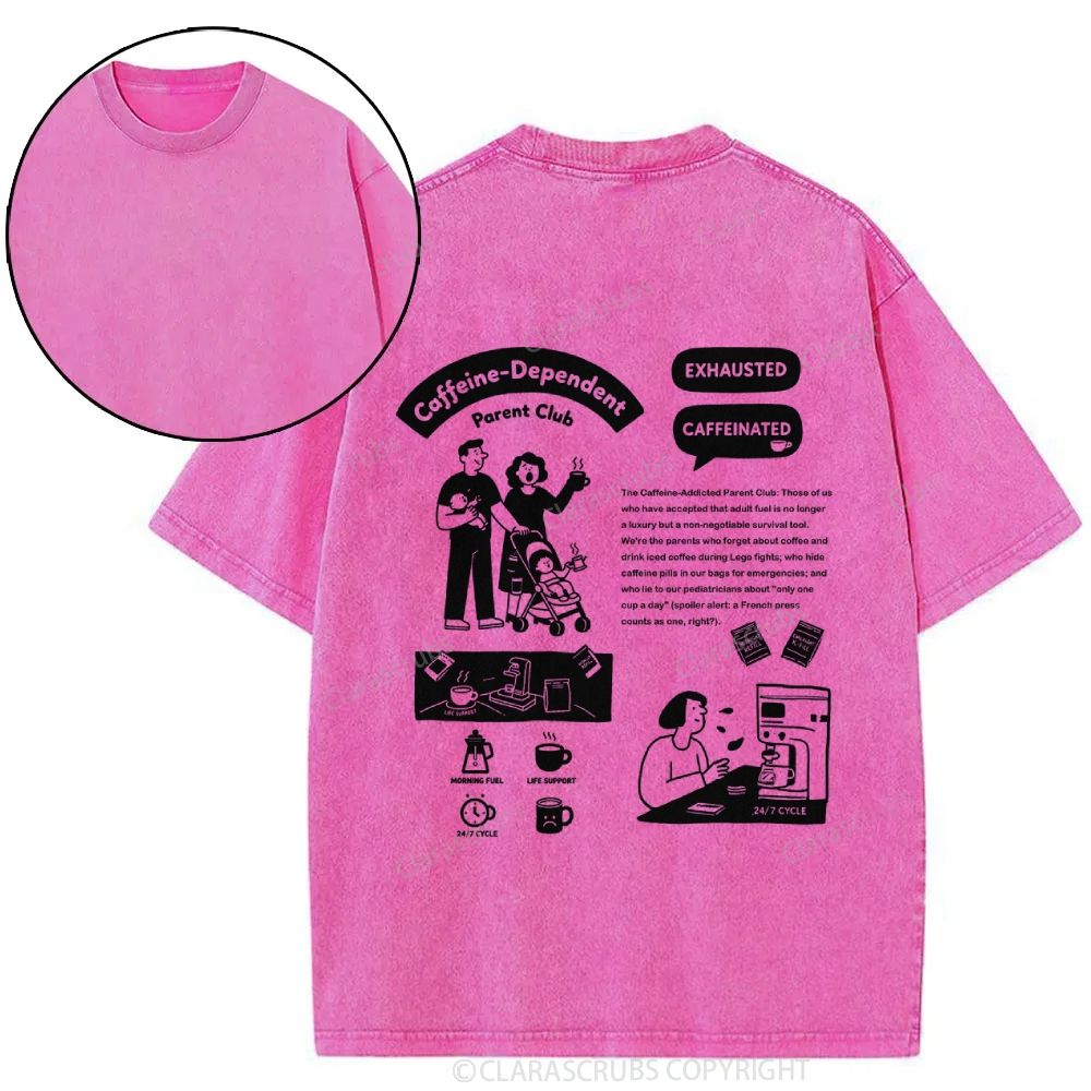 Coffeine-Dependent Parent Club Washed T-shirt
