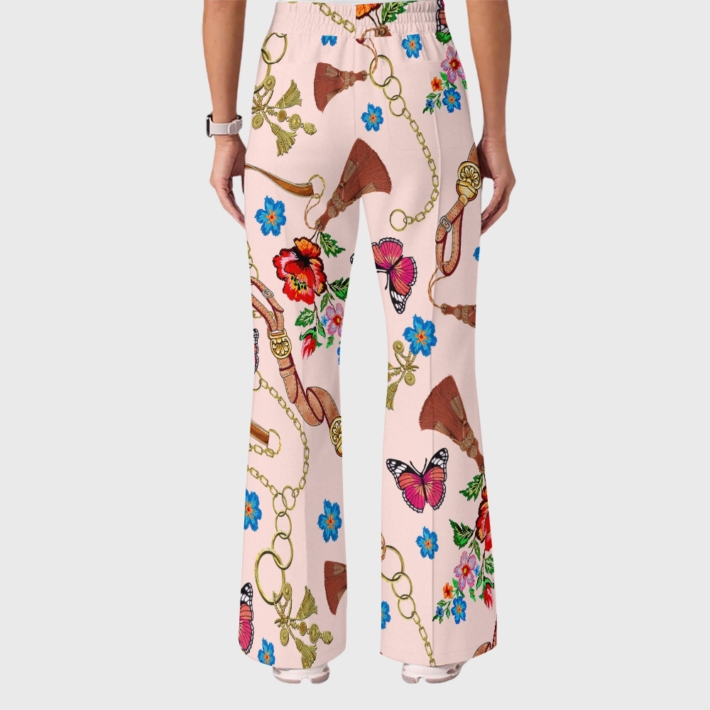 Women's Casual Shirt Collar Metal Chain Printed Scrub Set ST9128