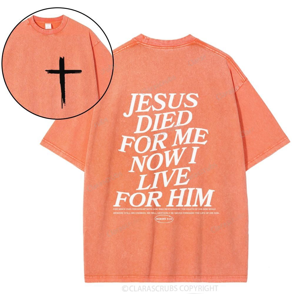 J*sus Died For Me Now I Live For Him Washed T-shirt