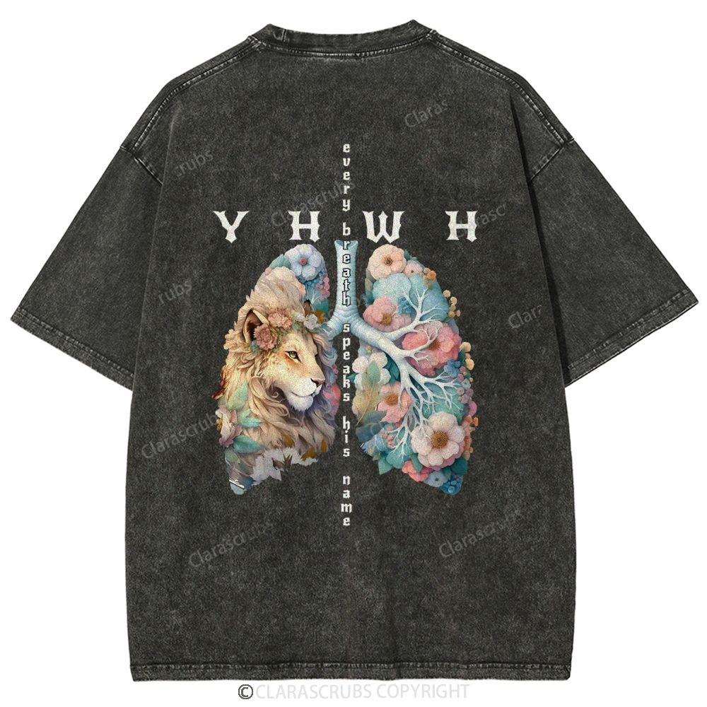 YHWH Every Breath Speaks His Name Washed Vintage T-shirt