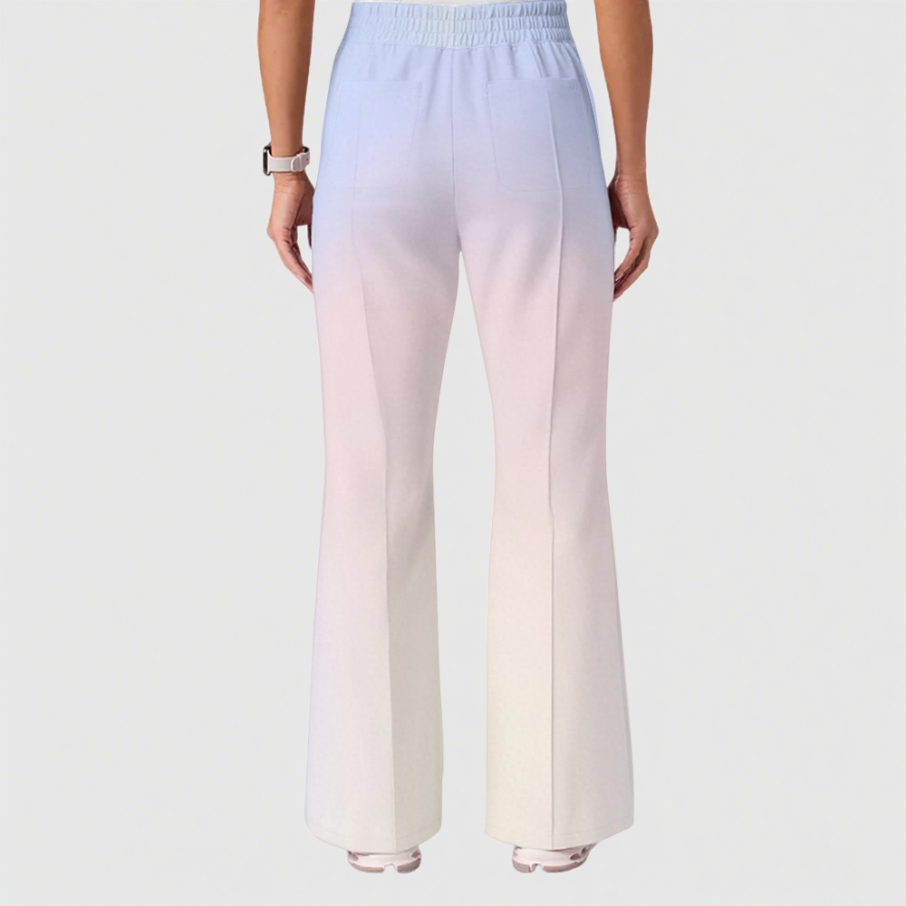 Women's Casual Shirt Collar Gradient Printed Scrub Set ST91214