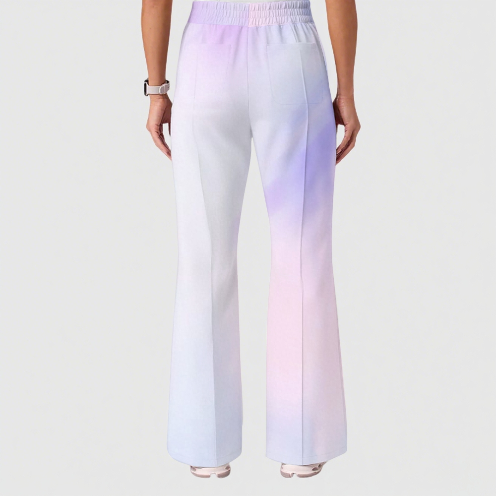 Women's Casual Shirt Collar Gradient Printed Scrub Set ST91215