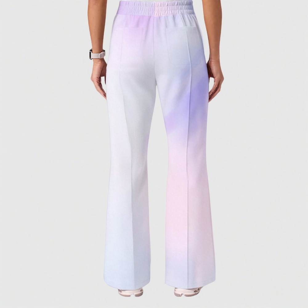 Women's Casual Shirt Collar Gradient Printed Scrub Set ST91215