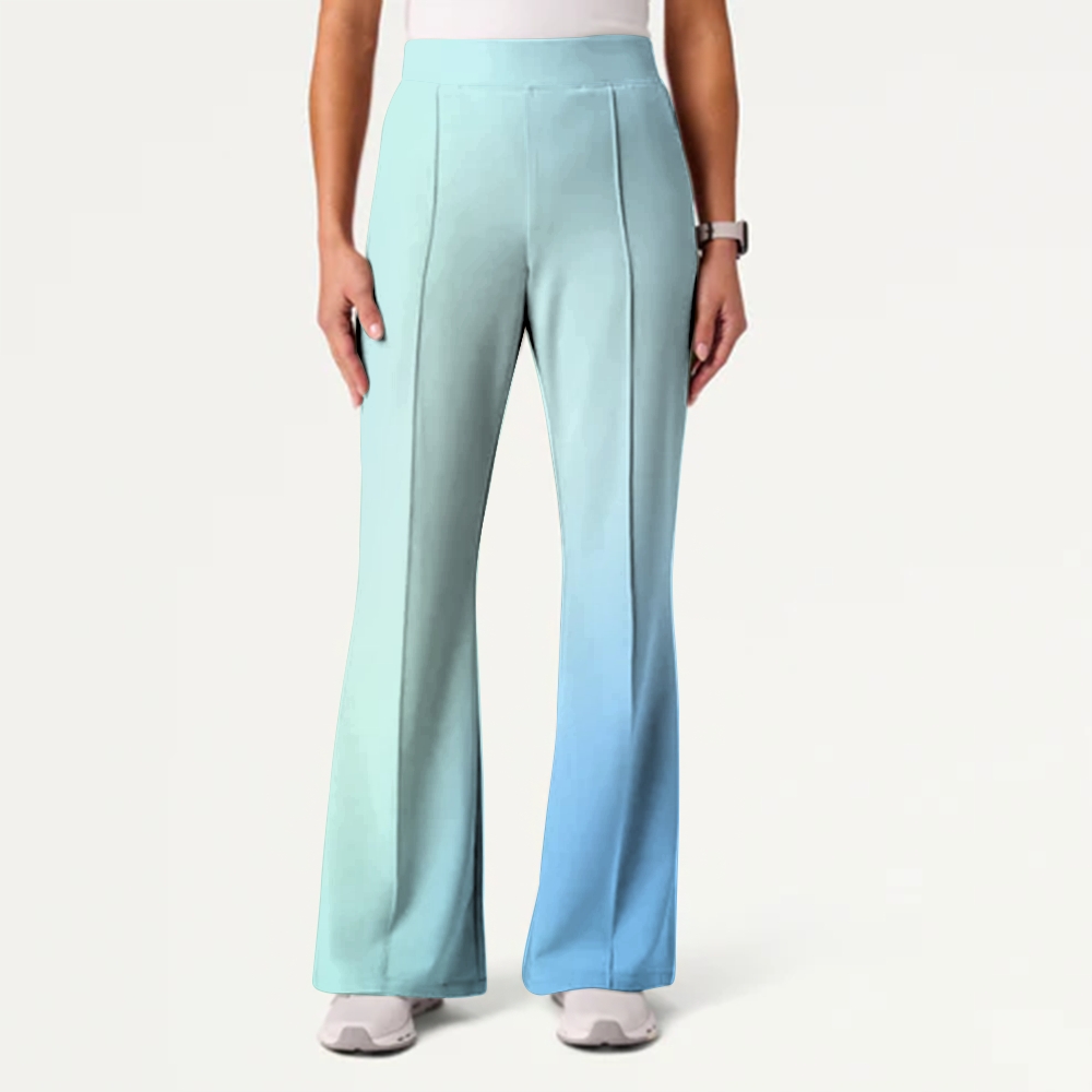 Women's Casual Shirt Collar Gradient Printed Scrub Set ST91217