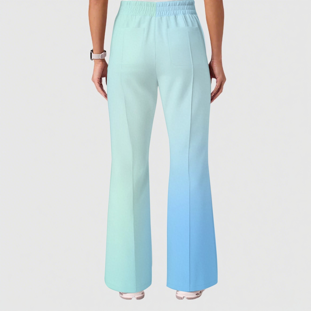 Women's Casual Shirt Collar Gradient Printed Scrub Set ST91217