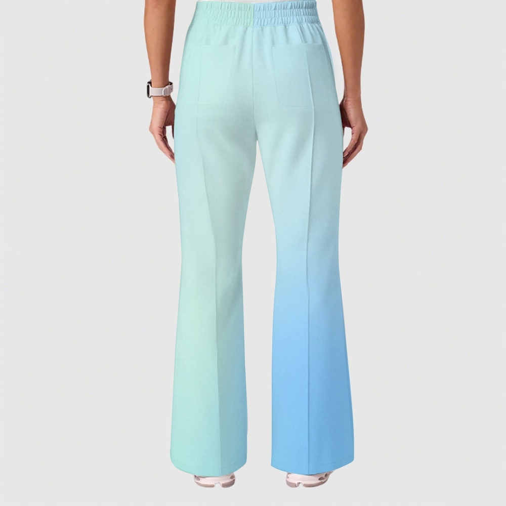 Women's Casual Shirt Collar Gradient Printed Scrub Set ST91217