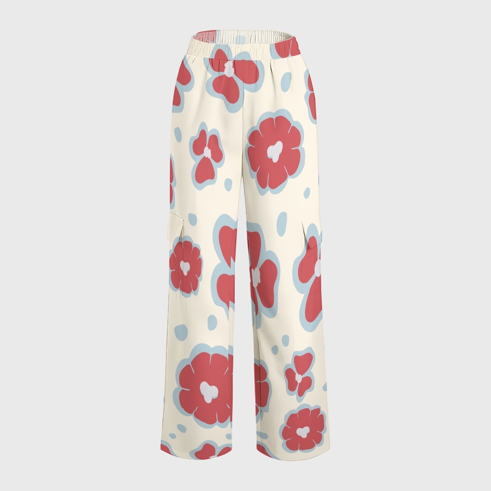 Women's Stand-Up Tie Zipper Floral Printed Scrub Set SF9121