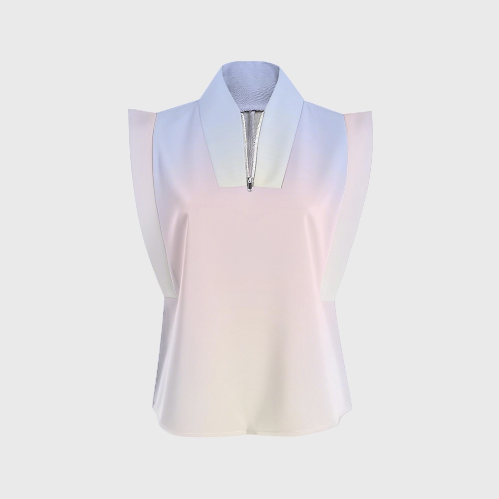 Women's Stand-Up Tie Zipper Gradient Printed Scrub Set SF9129