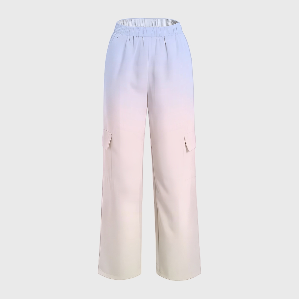 Women's Stand-Up Tie Zipper Gradient Printed Scrub Set SF9129