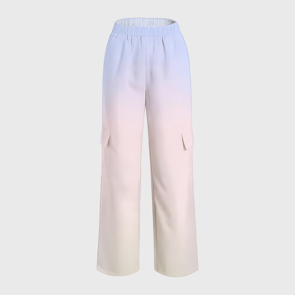 Women's Stand-Up Tie Zipper Gradient Printed Scrub Set SF9129