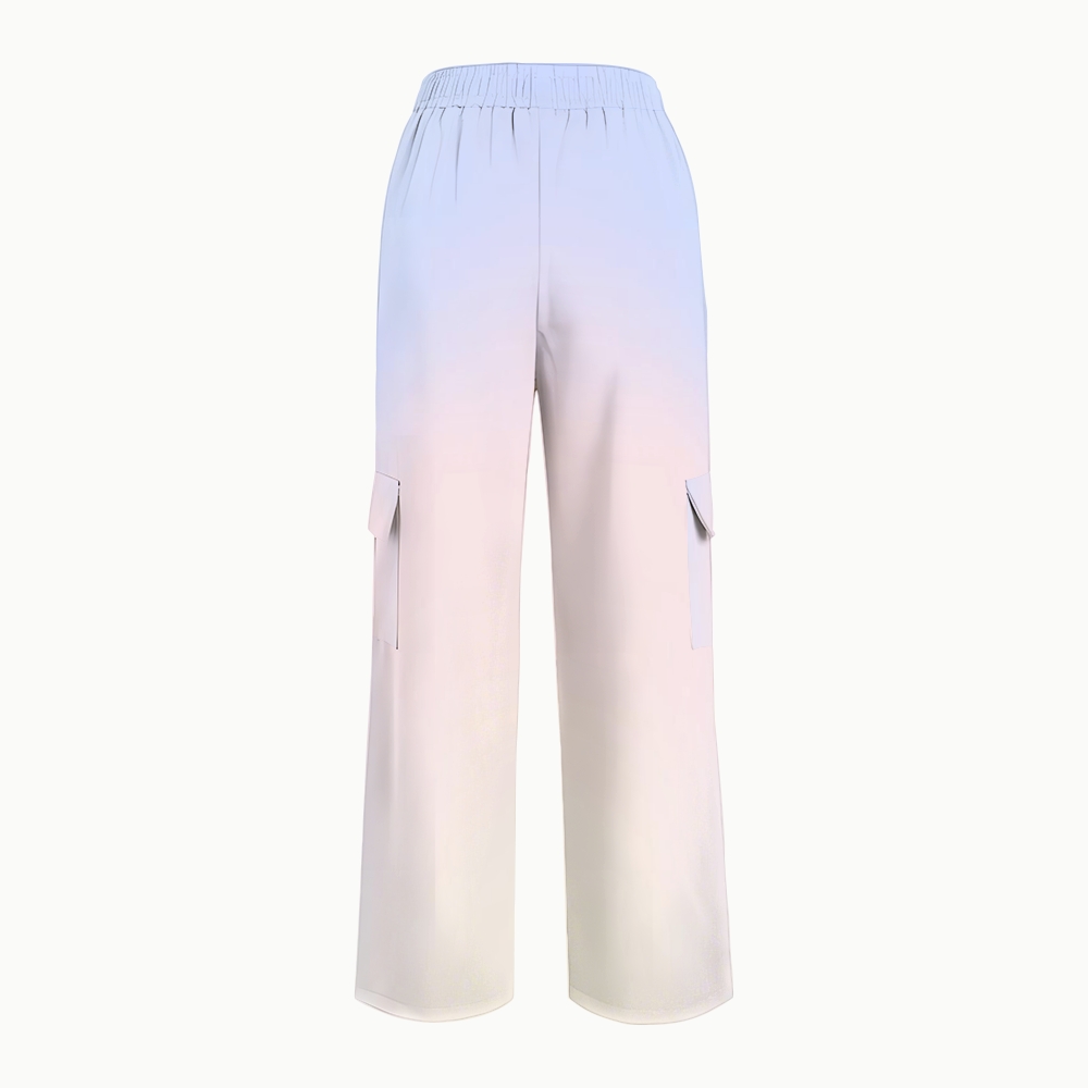 Women's Stand-Up Tie Zipper Gradient Printed Scrub Set SF9129