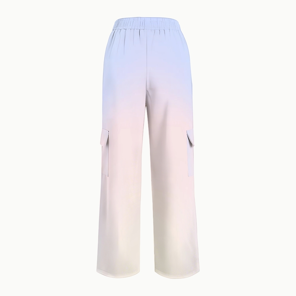 Women's Stand-Up Tie Zipper Gradient Printed Scrub Set SF9129