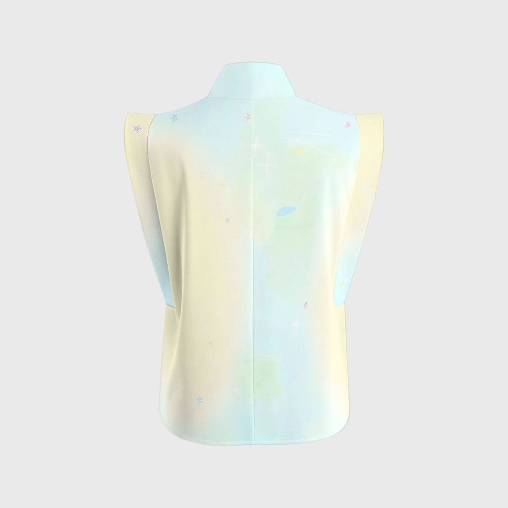 Women's Stand-Up Tie Zipper Gradient Printed Scrub Set SF91210