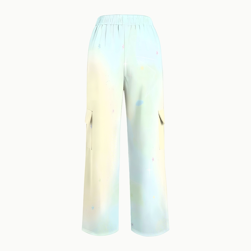 Women's Stand-Up Tie Zipper Gradient Printed Scrub Set SF91210