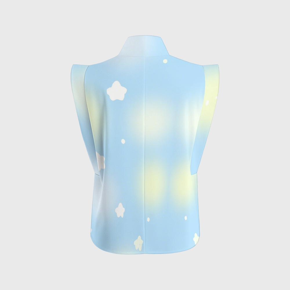 Women's Stand-Up Tie Zipper Gradient Printed Scrub Set SF91211