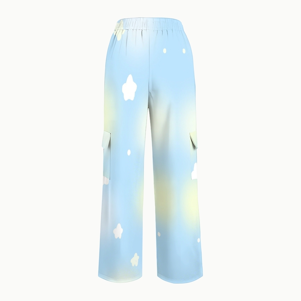 Women's Stand-Up Tie Zipper Gradient Printed Scrub Set SF91211