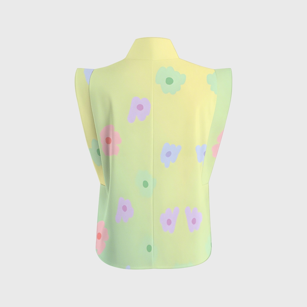 Women's Stand-Up Tie Zipper Gradient Printed Scrub Set SF91213