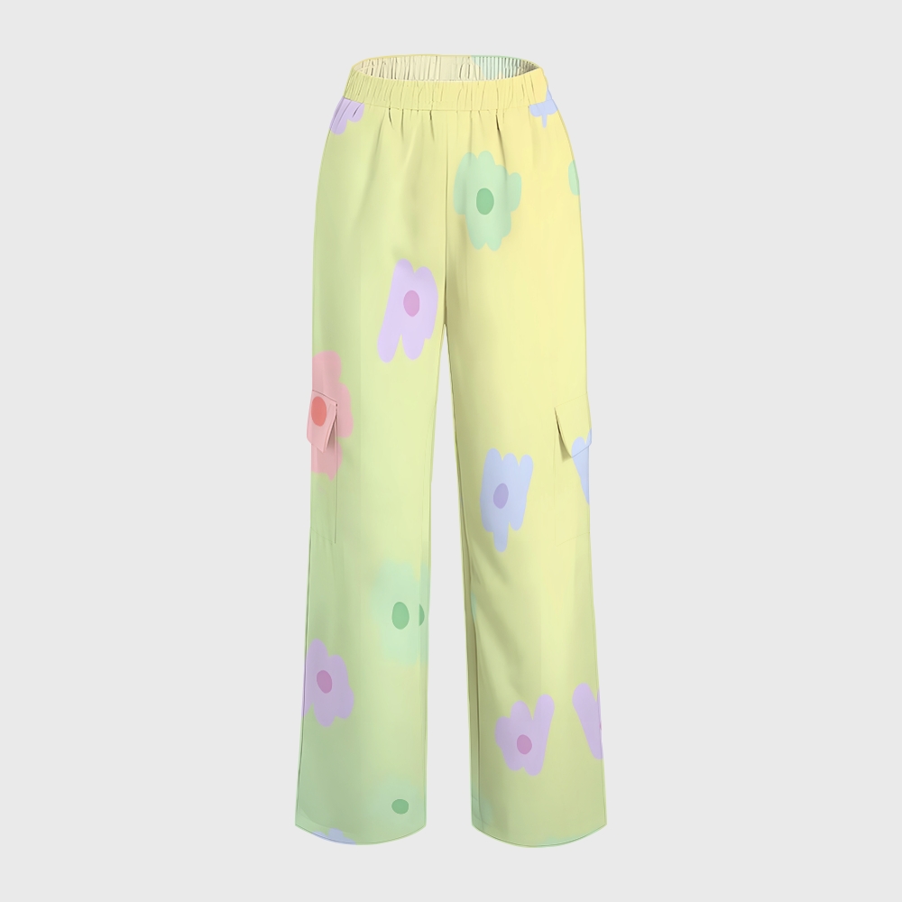 Women's Stand-Up Tie Zipper Gradient Printed Scrub Set SF91213