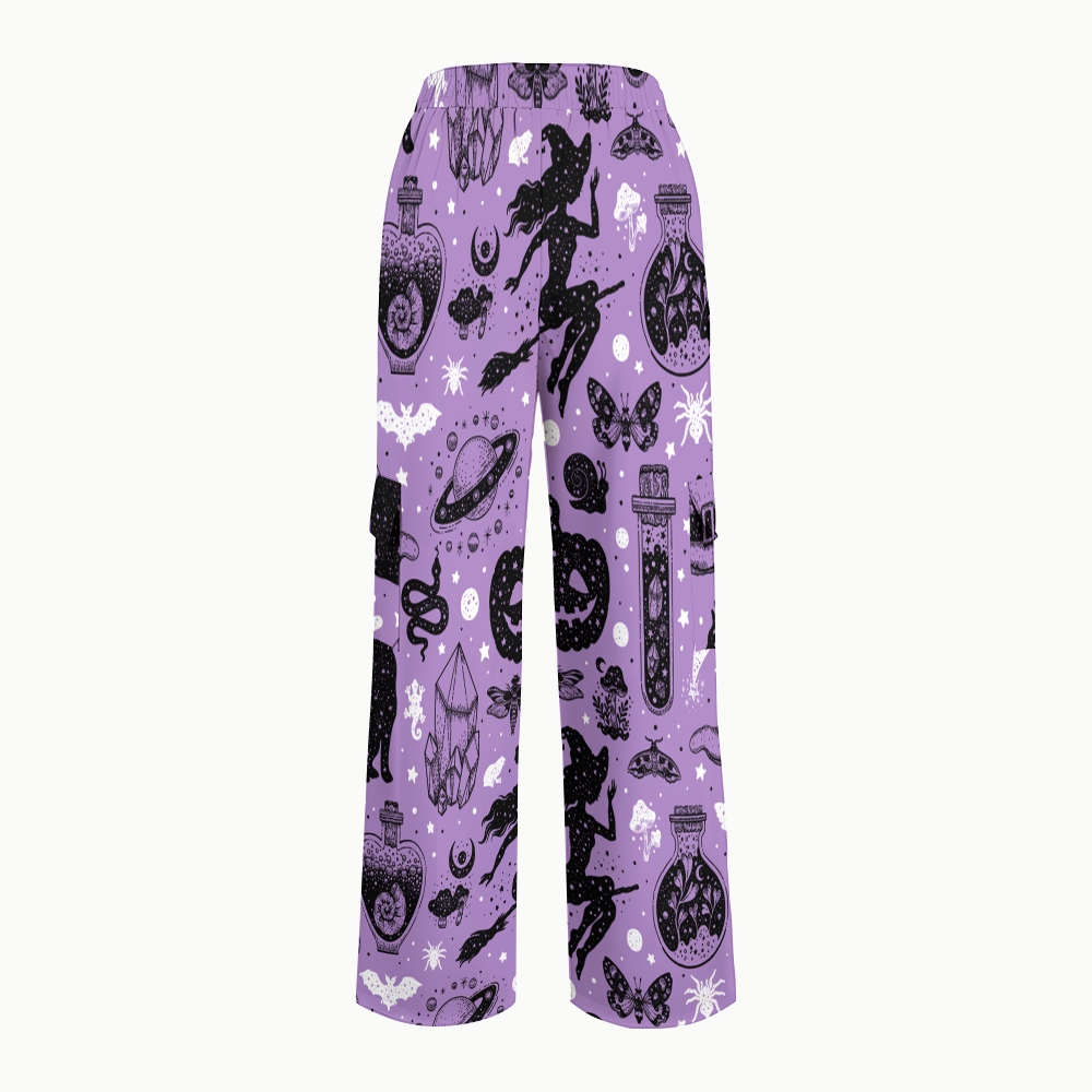 Women's Stand-Up Tie Zipper Halloween Printed Scrub Set SF91216