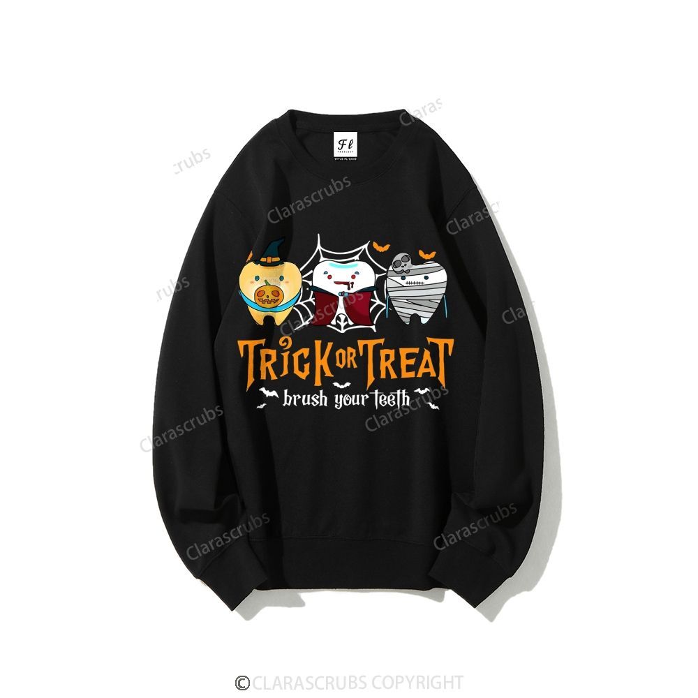 Trick Or Treat Brush Your Teeth Graphic Sweatshirt